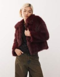 Reclaimed Vintage faux fur boxy jacket in plum | ASOS at ASOS