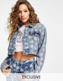 Reclaimed Vintage inspired denim jacket in heart print - part of a set at ASOS