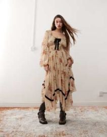 Reclaimed Vintage long sleeve boho winter maxi dress in floral print at ASOS