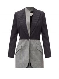 Reconstructed pinstripe and check wool jacket at Matches