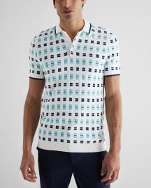 Rectangle Printed Cotton-Blend Sweater Polo at Express