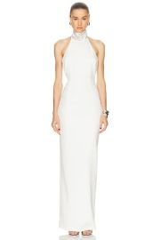 Rectangle Stone Embroidery Collar Slit Dress at FWRD