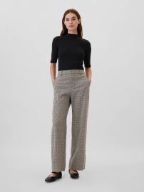 Recycled Easy Plaid Wide-Leg Trousers at Gap