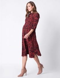 Red Animal Print Maternity & Nursing Dress at Seraphine