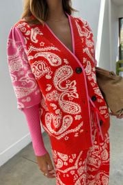 Red Bandana Martha Cardigan Never Fully Dressed at Never Fully Dressed
