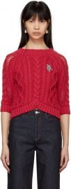 Red Cable Crop Sweater by Carven at SSense