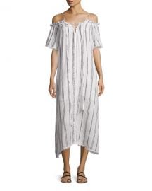 Red Carter Isla Off-the-Shoulder Striped Coverup Maxi Dress at Neiman Marcus