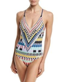 Red Carter Mediterranean Vacation Printed One-Piece Swimsuit at Neiman Marcus