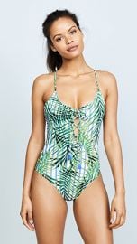 Red Carter Palm Party Lace Up Maillot at Shopbop