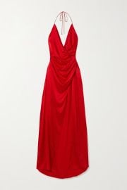 Red Ceres wrap-effect embellished silk-blend satin gown RETROFTE NET-A-PORTER at Net a Porter