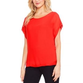 Red Chiffon Sheer Top by Vince Camuto at Macys