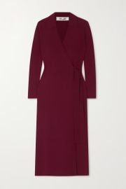 Red Christoph ribbed wool-blend wrap midi dress DIANE VON FURSTENBERG NET-A-PORTER at Net a Porter