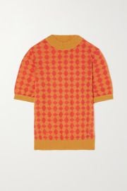 Red Cotton-blend jacquard sweater  TORY BURCH  NET-A-PORTER at Net a Porter