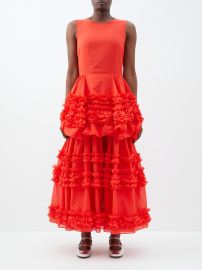 Red Delores ruffled cotton-voile dress Molly Goddard FASHION US at Matches