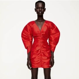 Red Draped Mini Dress by Zara at Zara