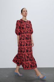 Red Floral Puff Dress by Zara at Zara