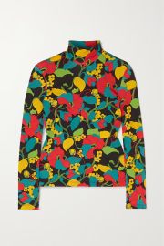 Red Floral-print stretch-jersey turtleneck top LA DOUBLEJ NET-A-PORTER at Net a Porter