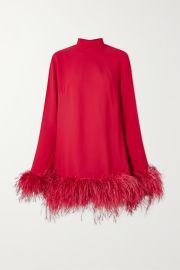 Red Gina feather-trimmed crepe mini dress TALLER MARMO NET-A-PORTER at Net a Porter