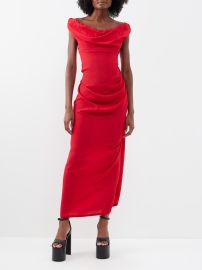 Red Ginnie draped recycled-crepe dress Vivienne Westwood FASHION US at Matches