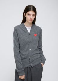 Red Heart V-Neck Cardigan by Comme Des Garcons Play at Totokaelo