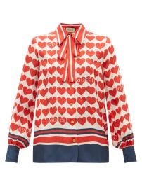 Red Heart-print silk-twill blouse  Gucci  FASHION US at Matches