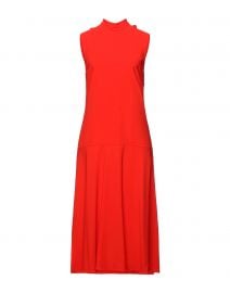 Red High Neck Sleeveless Dress by Victoria Victoria Beckham at Yoox