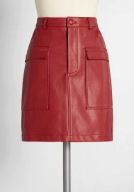 Red Hot Rumble Vegan Leather Mini Skirt at ModCloth