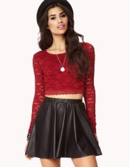 Red Lace Crop Top at Forever 21