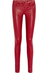 Red Leather Pants by Saint Laurent at Net A Porter