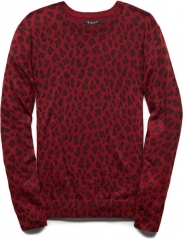 Red Leopard Crew Neck Sweater at Forever 21