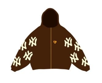 Red Letters Zip Up - NOT NY LOVERS SCATTERED ZIP UP - BROWN - RDZUBB3 Vengeance78 at Vengeance78
