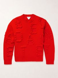 Red Logo-Intarsia Wool-Blend Sweater BOTTEGA VENETA MR PORTER at Mr Porter