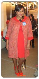 Red Maternity Coat at Salvador Perez