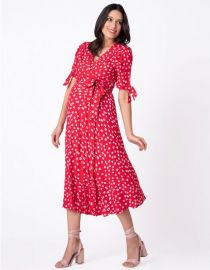 Red Midi Wrap Maternity Dress at Seraphine