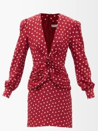 Red Padded-shoulder polka-dot silk-crepe wrap dress  Alessandra Rich  FASHION US at Matches