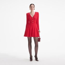 Red Pointelle Knit Mini Dress self-portrait-US at Self Portrait