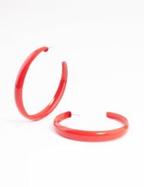 Red Rubber Coated 60mm Hoop Earrings - at Lovisa