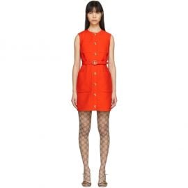 Red Silk GG Cady Dress at Ssense