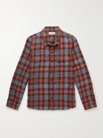 Red Slim-Fit Checked Cotton-Flannel Shirt SAINT LAURENT MR PORTER at Mr Porter