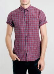 Red Tartan Short Sleeve Smart Shirt at Topman