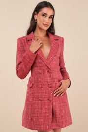 Red Tweed Dress - Blazer Dress - Long Sleeve Mini Dress - Lulus at Lulus