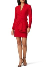 Red V-Neck Suit Dress by Badgley Mischka for 90 Rent the Runway at Rent the Runway