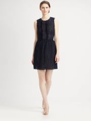 Red Valentino black ruffle front dress at Saks Fifth Avenue