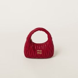 Red Wander Matelass Nappa Leather Hobo Bag Miu Miu at Miu Miu