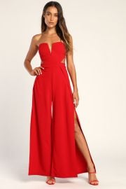 Red Wide-Leg Jumpsuit - Strapless Jumpsuit - Cutout Jumpsuit - Lulus at Lulus