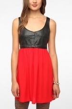 Red and black leather dress at Urban Outfitters