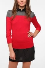 Red and grey colorblock sweater at Urban outfitters at Urban Outfitters