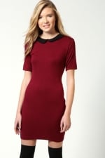 Red collared dress at Boohoo at Boohoo