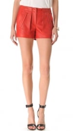 Red leather Smith shorts by ALC at Shopbop