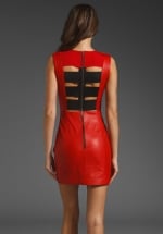 Red leather dress on New Girl at Revolve